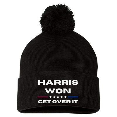 Harris Won Get Over It Patriotic Kamala Harris Funny Pom Pom 12in Knit Beanie