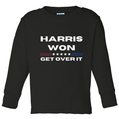 Harris Won Get Over It Patriotic Kamala Harris Funny Toddler Long Sleeve Shirt