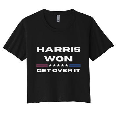Harris Won Get Over It Patriotic Kamala Harris Funny Crop Top