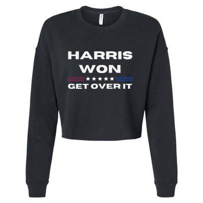 Harris Won Get Over It Patriotic Kamala Harris Funny Cropped Pullover Crew