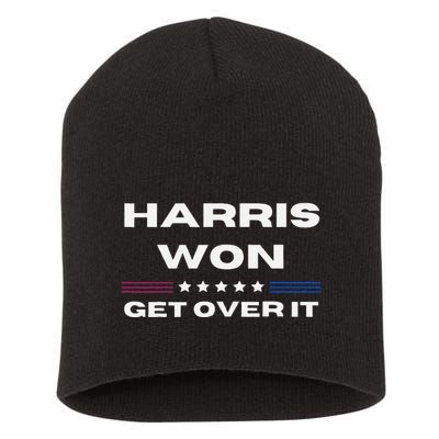 Harris Won Get Over It Patriotic Kamala Harris Funny Short Acrylic Beanie