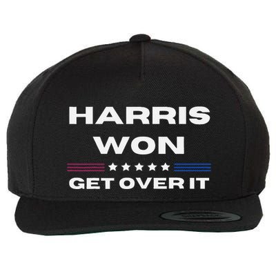 Harris Won Get Over It Patriotic Kamala Harris Funny Wool Snapback Cap