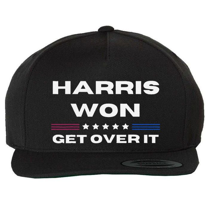 Harris Won Get Over It Patriotic Kamala Harris Funny Wool Snapback Cap