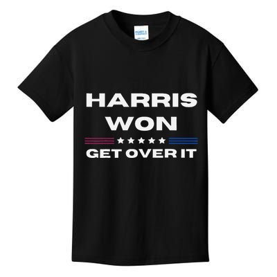 Harris Won Get Over It Patriotic Kamala Harris Funny Kids T-Shirt
