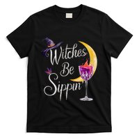 Halloween Wine Glass Witches Be Sippin Funny Drinking Wine T-Shirt