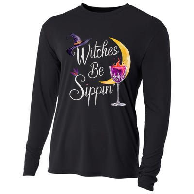 Halloween Wine Glass Witches Be Sippin Funny Drinking Wine Cooling Performance Long Sleeve Crew