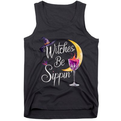 Halloween Wine Glass Witches Be Sippin Funny Drinking Wine Tank Top