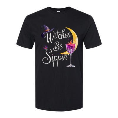 Halloween Wine Glass Witches Be Sippin Funny Drinking Wine Softstyle CVC T-Shirt