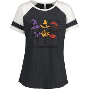 Holidays Wine Glasses Festive Enza Ladies Jersey Colorblock Tee