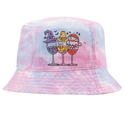 Holidays Wine Glasses Festive Tie-Dyed Bucket Hat