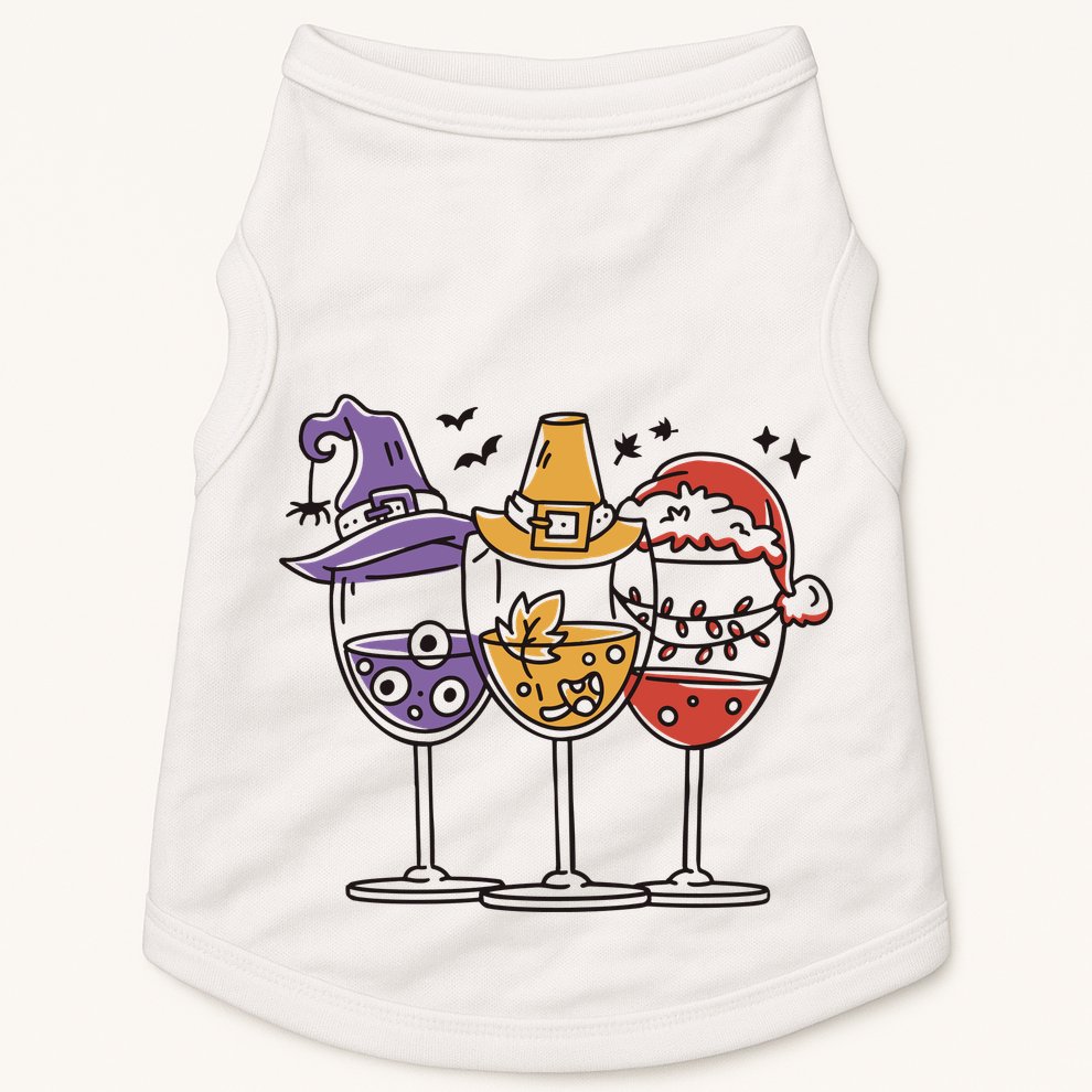 Holidays Wine Glasses Festive Doggie Tank