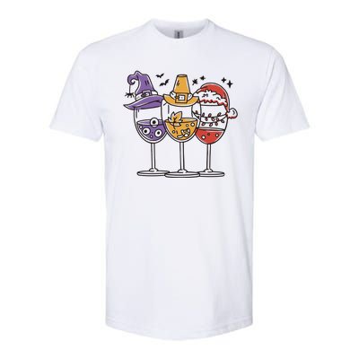 Holidays Wine Glasses Festive Softstyle® CVC T-Shirt