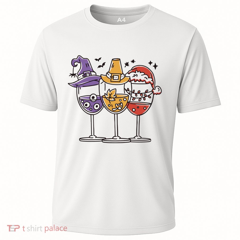 Holidays Wine Glasses Festive Performance Shirt