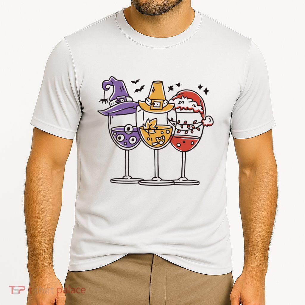 Holidays Wine Glasses Festive Performance Shirt
