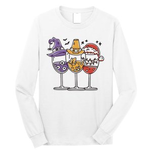 Holidays Wine Glasses Festive Long Sleeve Shirt