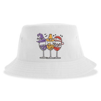 Holidays Wine Glasses Festive Sustainable Bucket Hat