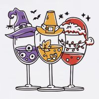 Holidays Wine Glasses Festive Sustainable Bucket Hat
