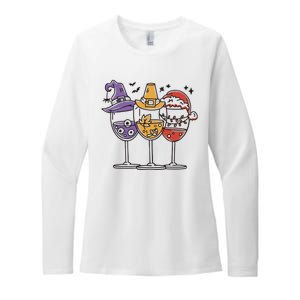 Holidays Wine Glasses Festive Womens CVC Long Sleeve Shirt