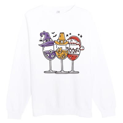 Holidays Wine Glasses Festive Premium Crewneck Sweatshirt