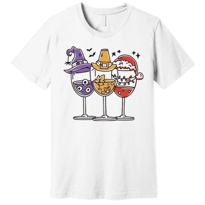 Holidays Wine Glasses Festive Premium T-Shirt