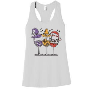 Holidays Wine Glasses Festive Women's Racerback Tank