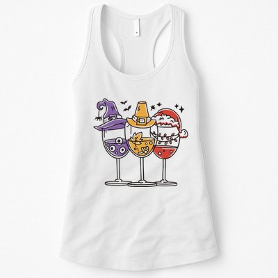 Holidays Wine Glasses Festive Womens Tank Top