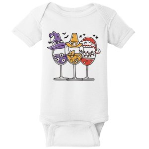 Holidays Wine Glasses Festive Baby Bodysuit