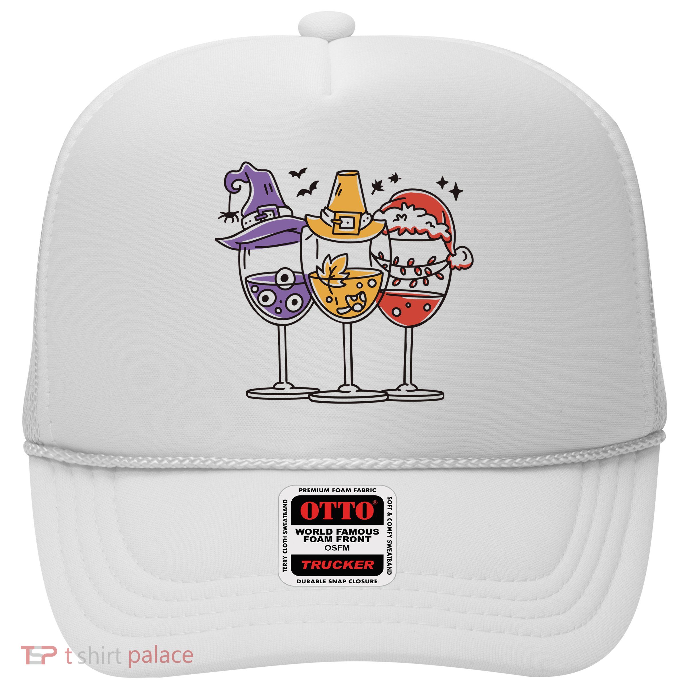 Holidays Wine Glasses Festive Trucker Hat