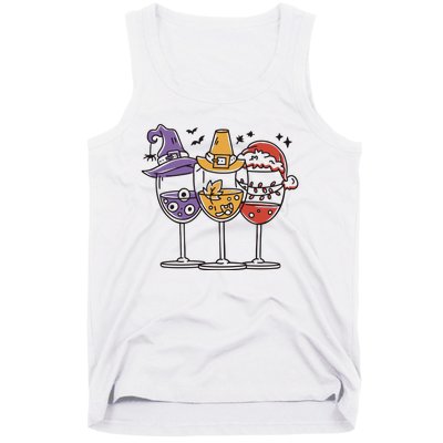 Holidays Wine Glasses Festive Tank Top