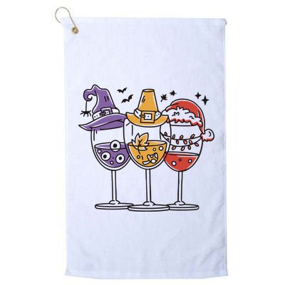 Holidays Wine Glasses Festive Golf Towel