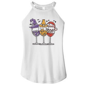 Holidays Wine Glasses Festive Women's Perfect Tri Rocker Tank