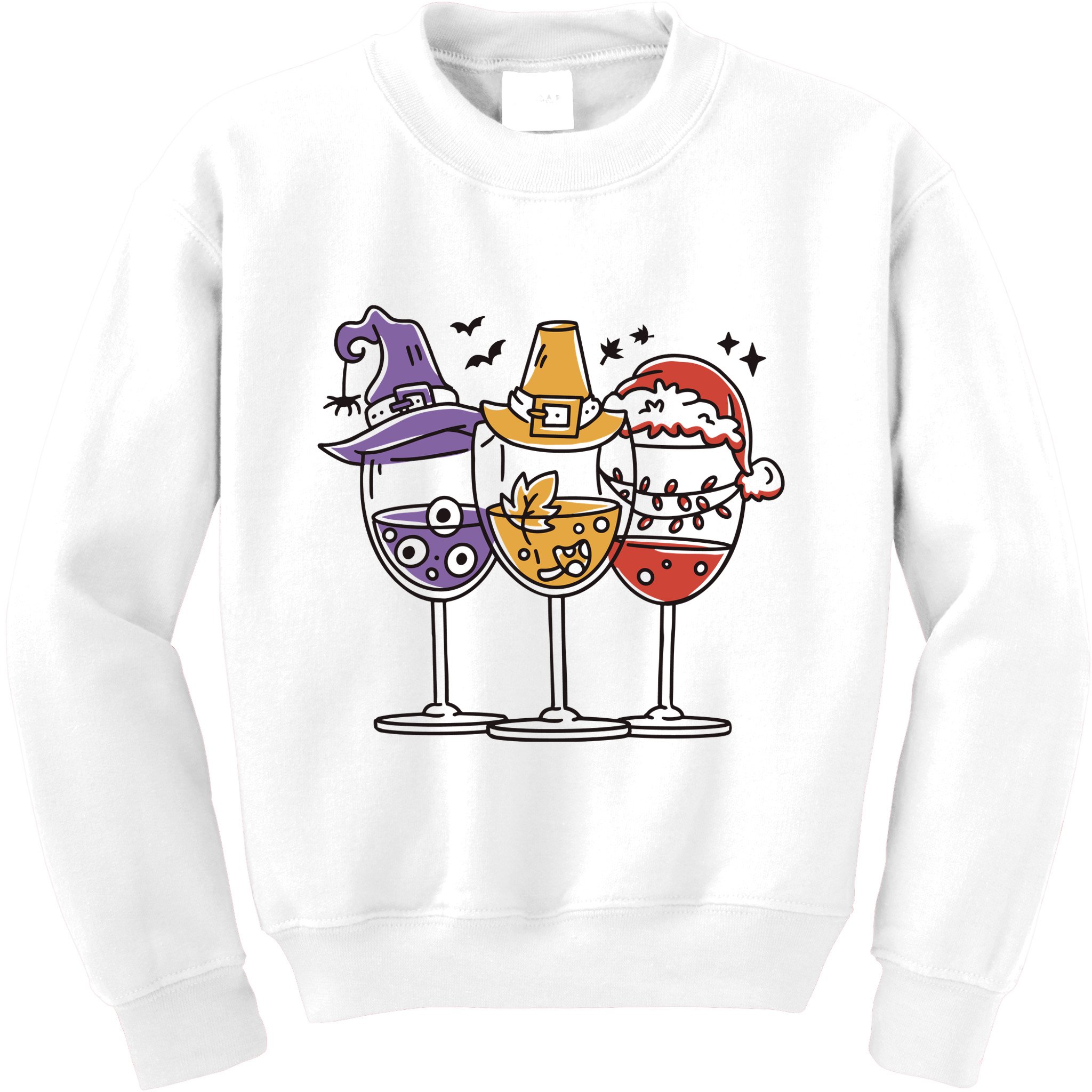 Holidays Wine Glasses Festive Kids Sweatshirt
