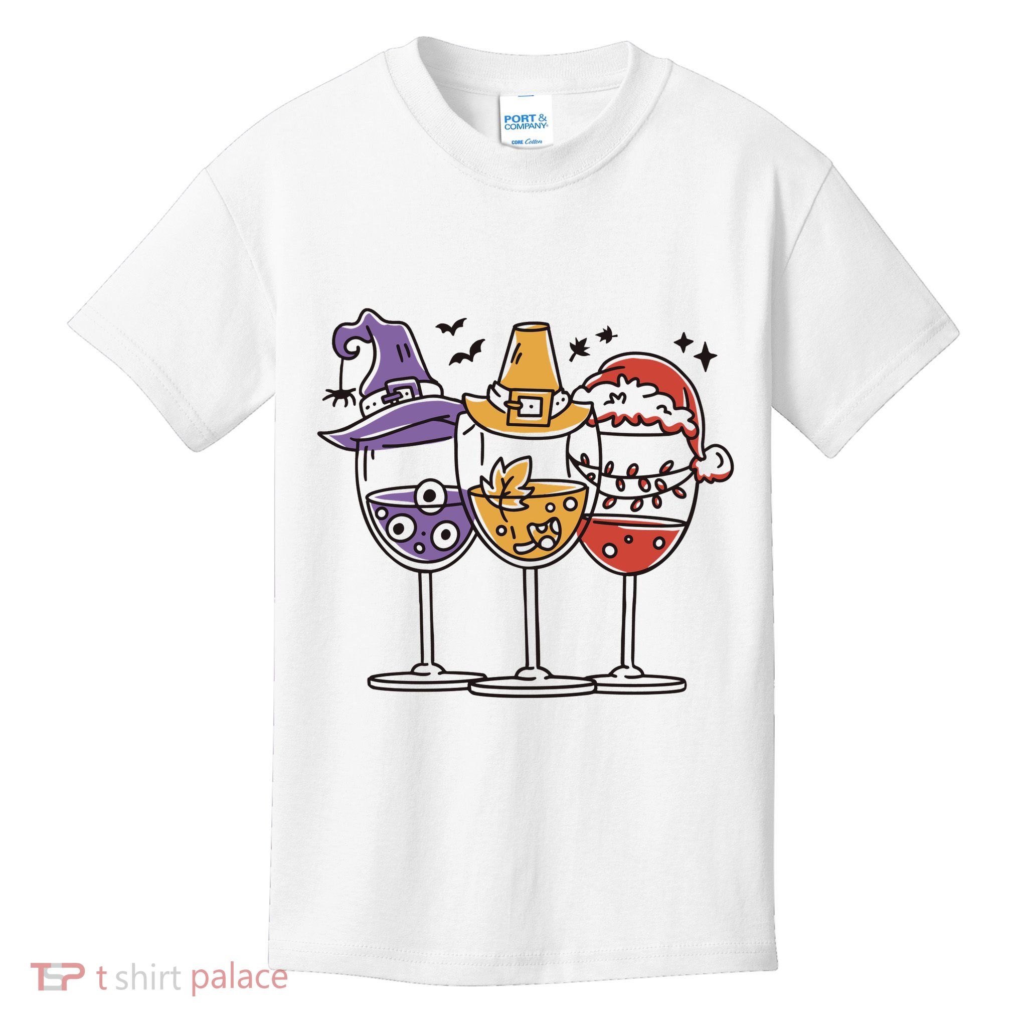 Holidays Wine Glasses Festive Kids T-Shirt