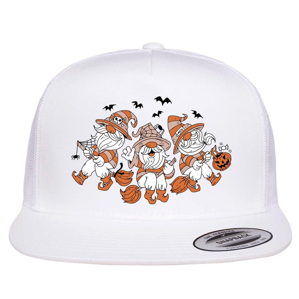 Halloween Witchy Gnomes Holiday Flat Bill Trucker Hat