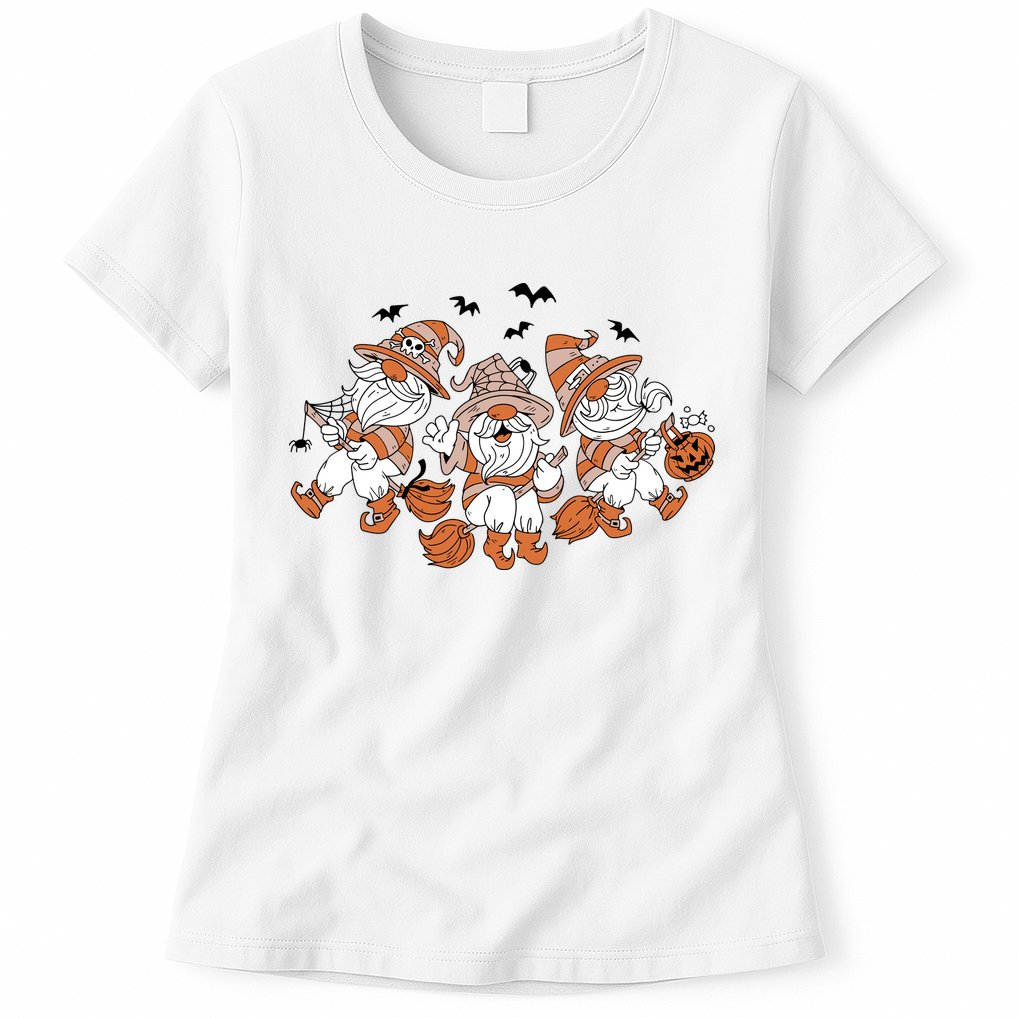 Halloween Witchy Gnomes Holiday Womens T-Shirt