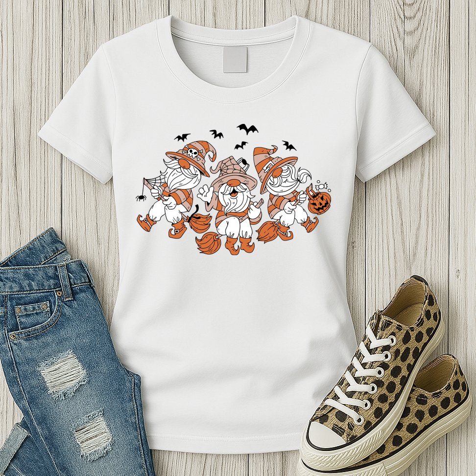 Halloween Witchy Gnomes Holiday Womens T-Shirt