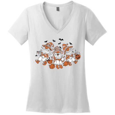 Halloween Witchy Gnomes Holiday Women's V-Neck T-Shirt