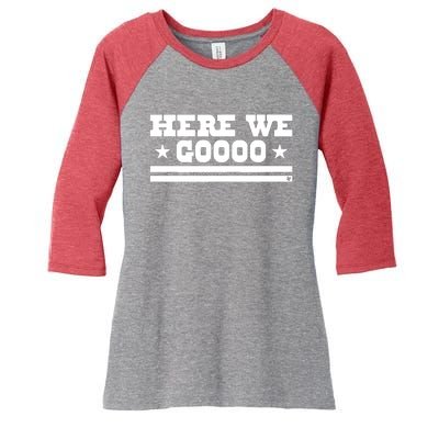 Here We Go Dallas Football Women's Tri-Blend 3/4-Sleeve Raglan Shirt