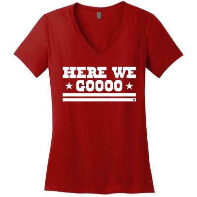 Here We Go Dallas Football Women's V-Neck T-Shirt