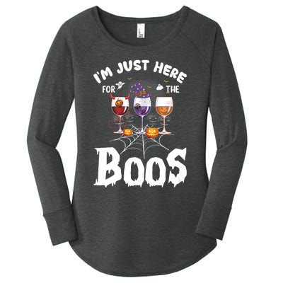 Halloween Wine Glasses Of Wine IM Just Here For The Boos Women's Perfect Tri Tunic Long Sleeve Shirt