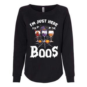 Halloween Wine Glasses Of Wine IM Just Here For The Boos Womens California Wash Sweatshirt