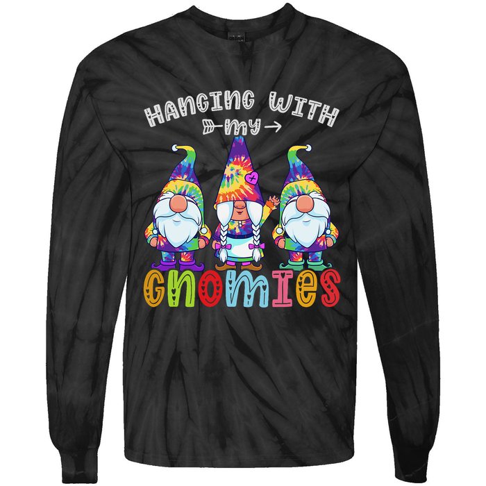 Hanging With Gnomies Gnome Merry Christmas Tie Dye Pajamas Tie-Dye Long Sleeve Shirt