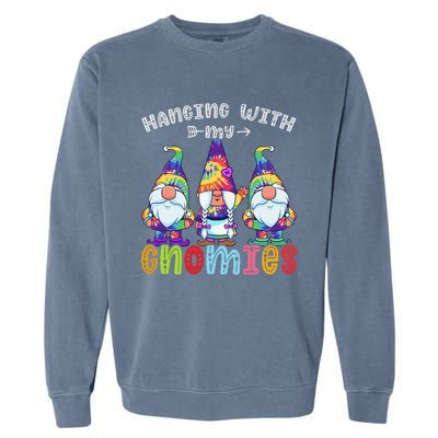 Hanging With Gnomies Gnome Merry Christmas Tie Dye Pajamas Garment-Dyed Sweatshirt