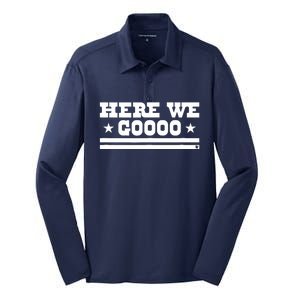 Here We Go Dallas Football Silk Touch Performance Long Sleeve Polo