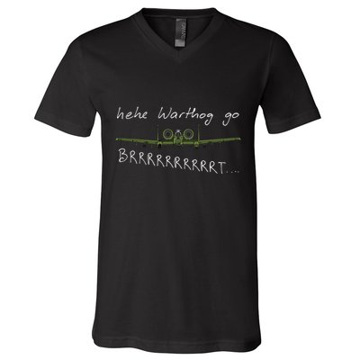 Hehe Warthog Go Brrrrrrrrt A 10 Thunderbolt Ii Military Jet V-Neck T-Shirt