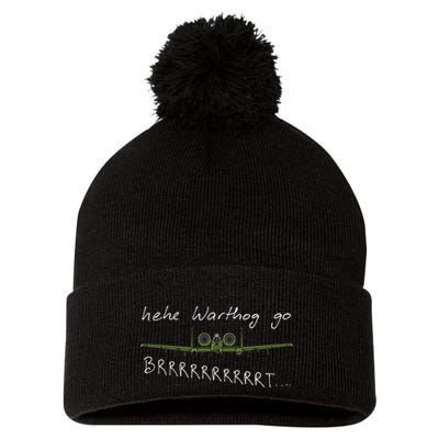 Hehe Warthog Go Brrrrrrrrt A 10 Thunderbolt Ii Military Jet Pom Pom 12in Knit Beanie