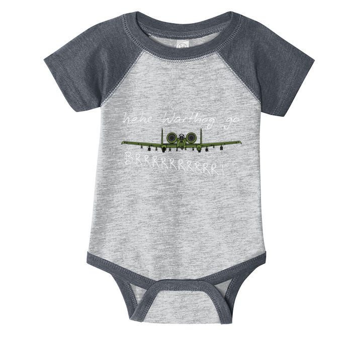 Hehe Warthog Go Brrrrrrrrt A 10 Thunderbolt Ii Military Jet Infant Baby Jersey Bodysuit