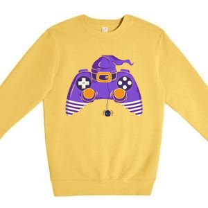 Halloween Witch Gaming Controller Halloween Video Game Gift Premium Crewneck Sweatshirt