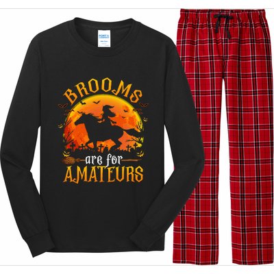 Horses Witch Halloween Funny Brooms Are For Amateurs Long Sleeve Pajama Set