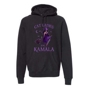 Halloween Witches Harris Cat Ladies For Kamala Harris 2024 Gift Premium Hoodie